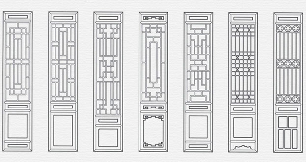 右江常用中式仿古花窗图案隔断设计图