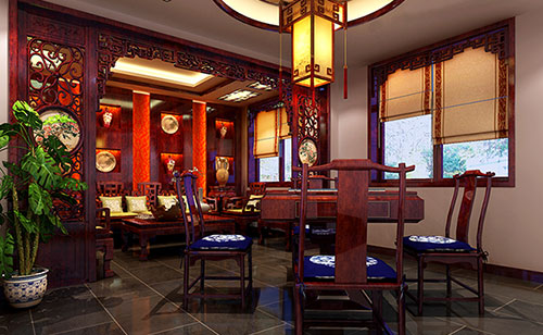 右江古典中式风格茶楼包间设计装修效果图
